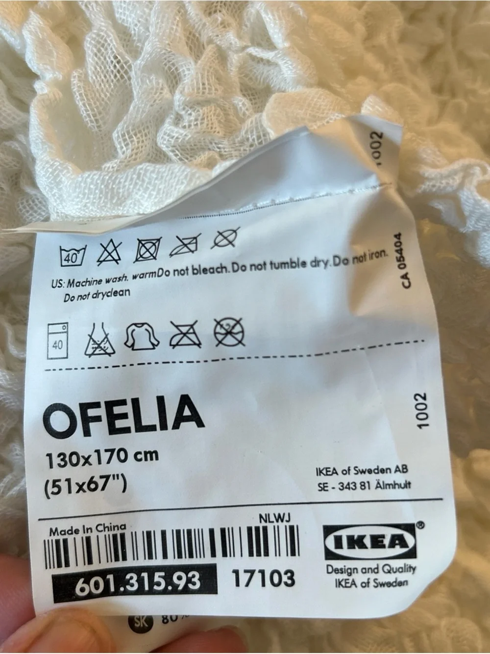 IKEA Ofelia Bed Sheet Cover Blanket 51 x 67 inch 130x170 cm Cream New